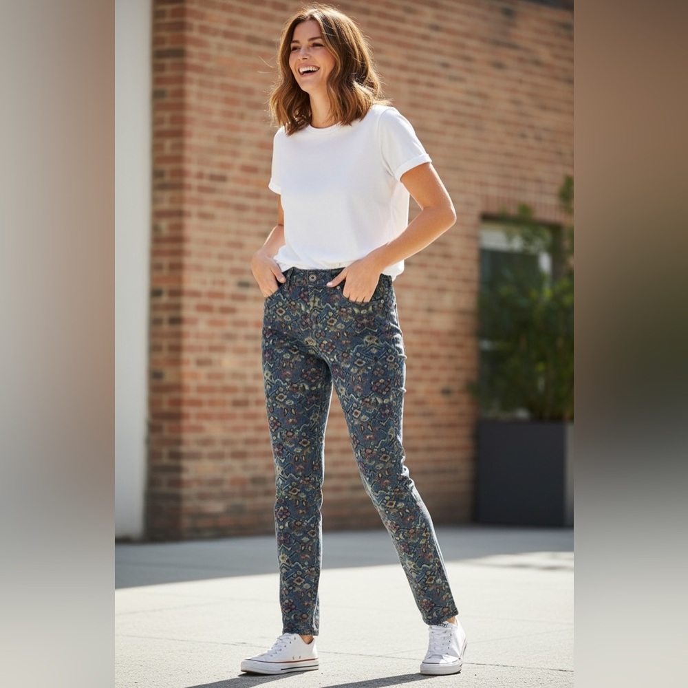 Pilcro & The Letterpress High Rise Skinny Printed Jeans | Anthropologie